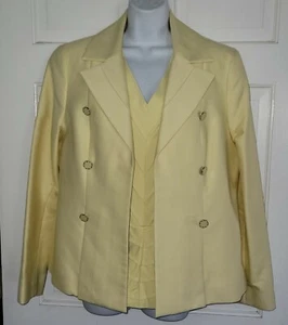 DONCASTER butter Yellow 2 piece Nylon Shell Cotton Blazer jacket set 14 L - Picture 1 of 11