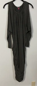 Vince Camuto Sz S Maxi Dress - cold shoulder sleeves, Ruched, Dark Gray - Picture 1 of 6