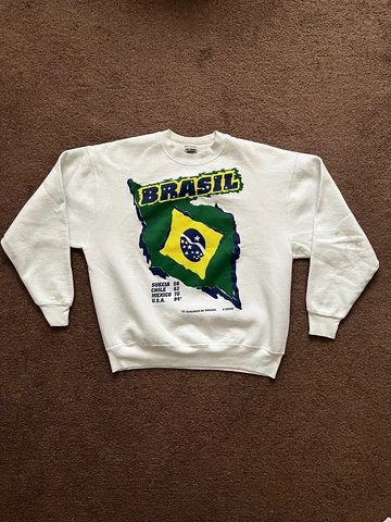 Rare Vintage 1994 Brazil Soccer USA World Cup Sweatshirt Pullover Size XL Cover