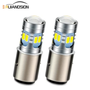 2x White BA20D 5730 12SMD LED DC6V Motorbike Headlight Bulb Globe Dual Beam Lamp - Picture 1 of 7