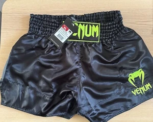 Venum Muay Thai Boxing MMA Shorts Classic - Black/Neo Yellow (Size XL) - Picture 1 of 2