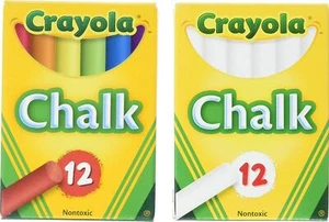 Kreide 2 Stück Konvolut Set Crayola ungiftig weiß farbig 12 Stück je Box Kinder - Bild 1 von 4