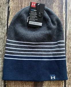 UNDER ARMOUR STRIPED REVERSIBLE BEANIE MENS ONE SIZE NEW WITH TAGS - Picture 1 of 6