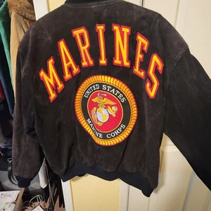 Vintage Marines Suede Jacket Men’s Large USMC New Crew - Picture 1 of 20