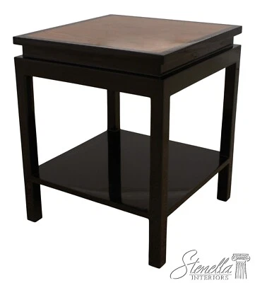  F51732EC: Modern Design Black Lacquer Occasional Table w. Red Oak Top - Image 1 of 4