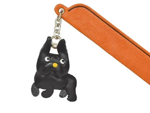 Marcador Dije Bulldog Francés Cuero Negro Perro *VANCA* Hecho en Japón #61729 - Imagen 1 de 10