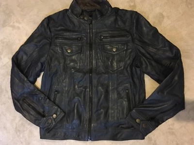 Chaqueta Hombre Edad Dorada Cuero Real Azul Marino L/XL Último Stock Primavera $500  Foto 1 de 4