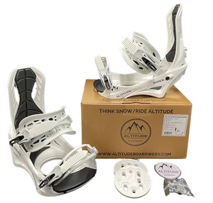 MEN'S ALTITUDE "RIDER" 4X4 BURTON SNOWBOARD BINDINGS (WHITE) L/XL 9-13 - Picture 1 of 15