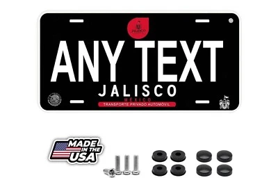 Black Jalisco Mexico Personalized Novelty Car License Plates Any Text - Image 1 of 4