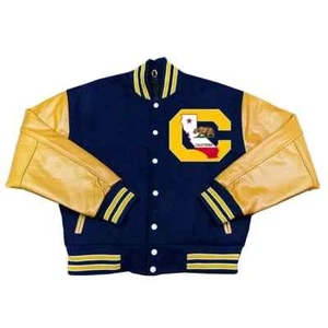 Letterman University of California Golden Bears Navy and Yellow Varsity Jacket - Picture 1 of 4