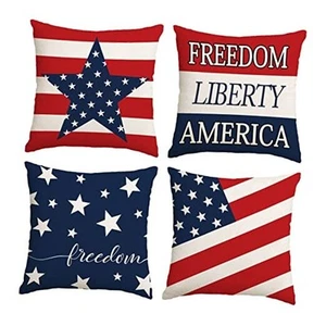 4th of July Throw Pillow Covers 18x18 Set 18" x 18" (Pack of 4) Independence 10 - Picture 1 of 8