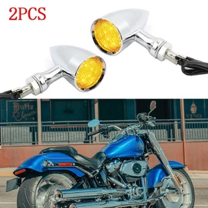 2x Luz ámbar intermitente LED para Harley Sportster Iron Fatboy Softail Breakout - Imagen 1 de 9