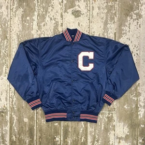 Vintage 90's Cleveland Indians Game Sportswear MLB Satin Bomber Jacket Medium - Picture 1 of 7
