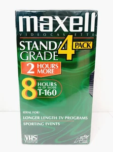 Confezione da 4 VHS Maxell T-160 grado standard nuovi sigillati - Foto 1 di 5