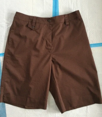 MUJER PLUS SUSAN GRAVER CHOCOLATE CHINTZ/SATÉN PIERNA ANCHA LATERAL PKTS CORTO XL NUEVO Foto 1 de 4