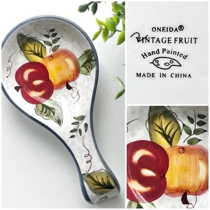 Oneida Vintage Fruit Ceramic Spoon Rest, Apples, Country Kitchen Decor - Picture 1 of 4