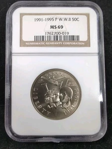1991-1995 P 50c World War II Commemorative Half Dollar NGC MS69 #5726 - Picture 1 of 2