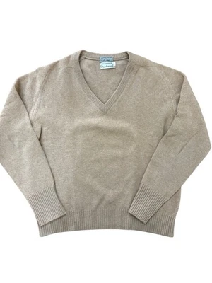 Vtg 70s Cashmere Pullover Sweater Women's Sz M Luxury Minimalist Tan Camel Knit - Image 1 of 4