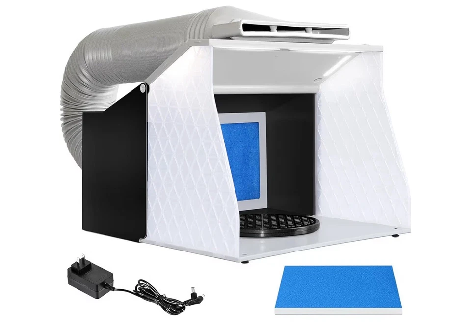 HOTORDA 24W Airbrush Spray Booth Portable Spray Paint Booth Dual Fan Exhaust Filter