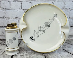 Juego de cenicero de mesa y encendedor Ronson Lenox 3D Idaho Map borde dorado MCM - Imagen 1 de 12