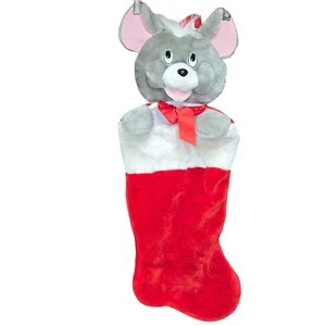 Vintage Fun World Plush Mouse Christmas Stocking Holiday Decoration Festive 29" - Picture 1 of 11