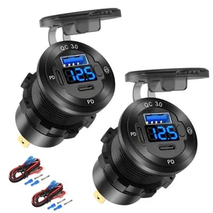 2 PACK 12V USB Car Socket Round USB C 12V Outlet, 3-Port Marine Fast Charger ... - Photo 1 sur 8