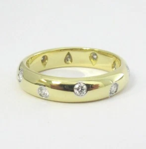 TIFFANY & Co. Etoile 18K Gold Diamond 4mm Band Ring 5 - Picture 1 of 7