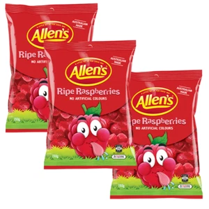 Allens Ripe Raspberries 190g x 3 Packs Halloween Treats Party Favour Candy Bulk - Foto 1 di 3