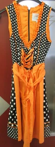 Damen Trachten Kleid schwarz weiß gepunktet mit orange Gr. 38 - Picture 1 of 2