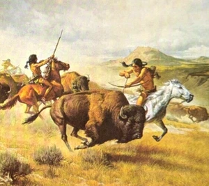 Frank McCarthy BREAKAWAY BULL Frontier Native American Art Bookplate Print 22 - Picture 1 of 3