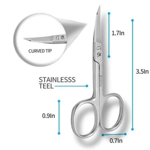 PROFESSIONAL FINGER TOE NAIL SCISSORS STEEL CURVED ARROW POINT MANICURE CUTICLE - Picture 1 of 5