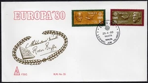 EUROPA CEPT 1980 - MALTA - FAMOUS PEOPLE - WRITER - POET - FDC - Picture 1 of 2