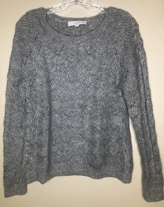 LOFT Pullover klein grau offen Strickpullover Rundhals Langarm Rippkragen - Bild 1 von 7