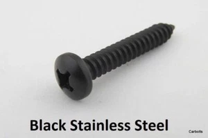 No10 4.8mm Black Stainless Steel Phillips Pan Head Self Tapping Screws pozi pili - Picture 1 of 5