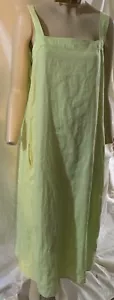 Eileen Fisher Honeydew Organic Linen Full Length Square Neck Strap Dress Size XL - Picture 1 of 5