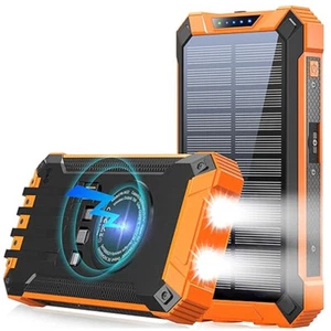 42800mAh Wireless Solar Power Bank Charger Built in 4 Cables USB Fast Charging - Picture 1 of 27
