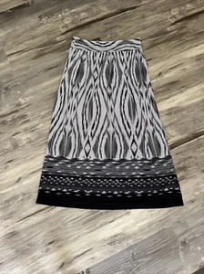 Mystique Aura Black White A-Line Elastic Waist Stretch Long Maxi Skirt Size XL - Picture 1 of 3