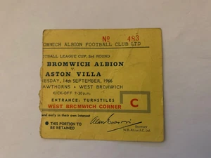 West Bromwich Albion v Aston Villa League Cup 14/09/1966 Ticket - Picture 1 of 1
