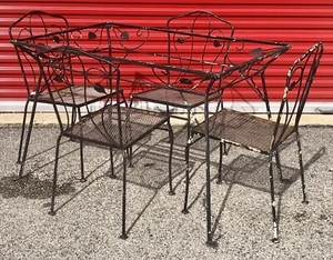 Set #3 Salterini 5pc Wrought Iron Patio Set 30x48 glass top Philodendron Patt’n - Picture 1 of 10