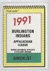 1991 ProCards Minor League Team Checklist Burlington Indians Checklist #3323
