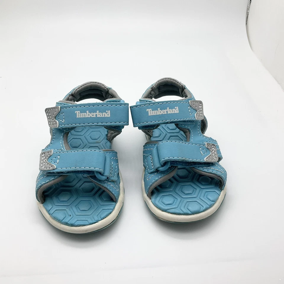 Timberland Exterior Sandalias Zapatos Azul Aqua 4 Niños Pequeños Doble Correa Verde Azulado Verano Foto 1 de 4