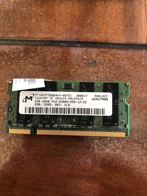 Micron MT16HTF25664HY-667E1 2GB DDR2 Laptop RAM Memory - Image 1 of 4