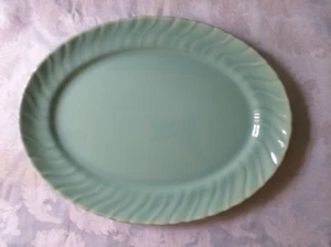 Vintage Franziskaner Coronado Aqua Matt Wirbel 10" x 13" Oval Hackplatte Platte - Bild 1 von 3