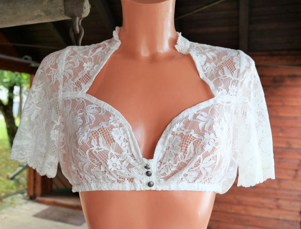 CocoVero Dirndl Bluse Silvie Gr. 38, Designer, Stehkragen Herzausschnitt Spitze - Bild 1 von 4