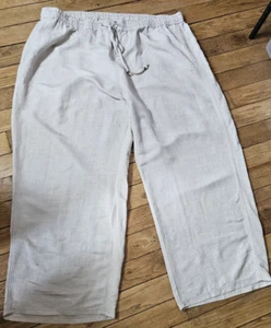 Lane Bryant Neutral Linen Pants with Drawstring Wide Leg Women's Size 26/28 NWT - Picture 1 of 5