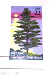 Estampillas réplica de oro de 22 quilates de Michigan Statehood - 1987 - réplicas de oro - Imagen 1 de 4