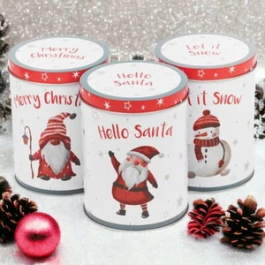 Christmas Santa Jars Decorative Storage Tin Canisters for Tea, Coffee & Cookies - Picture 1 of 6