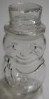 Libbey Glass Snowman Candy Jar with Lid Christmas Holiday Canister  7.5”T 3”W