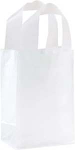 Bags Plastic Clear 750 Frosty Medium Gift Shopping Frosted Cub 8” x 5" x 10” H - Picture 1 of 7