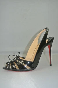 Christian Louboutin Corsetica Patent Leather/PVC Slingback Sandal Sz:39 NEW - Picture 1 of 5